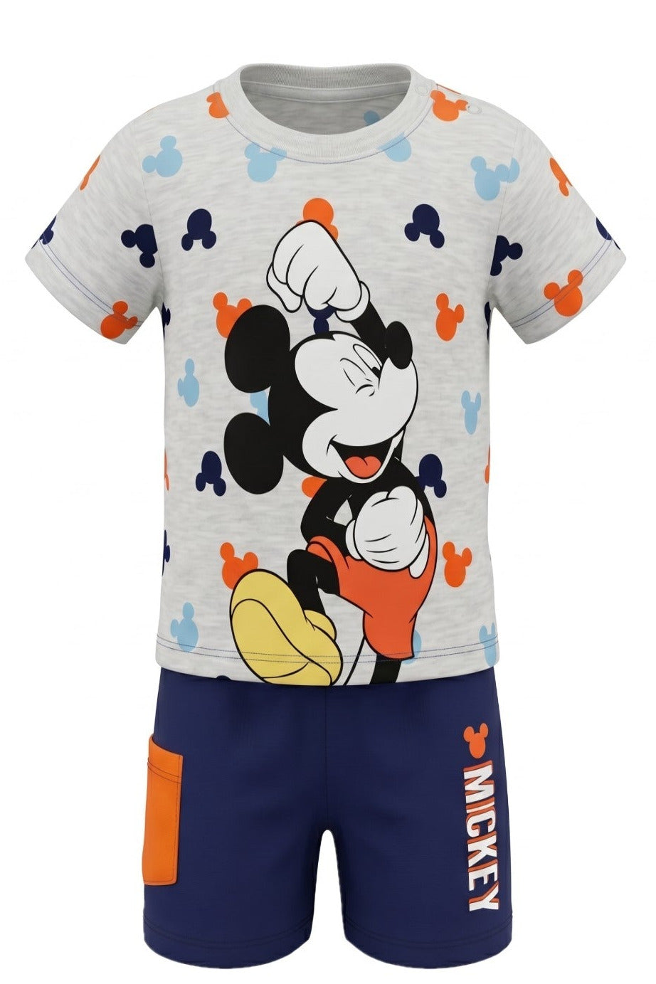Ensemble Bébé Mickey Mouse – T-shirt & Short Assortis – Fun & Estival – 3 à 24 mois – Neuf