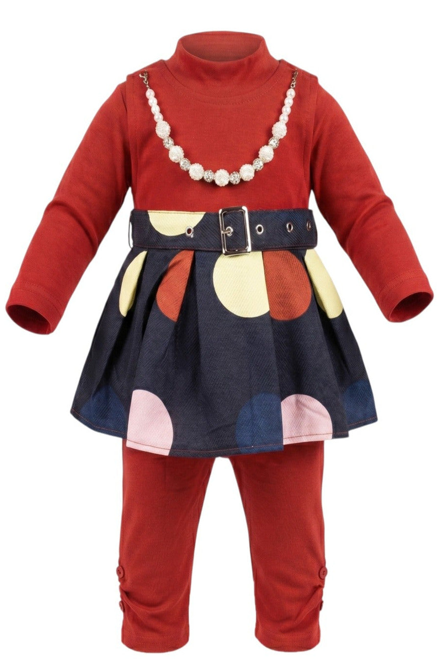 Ensemble Bébé Fille 3 Pièces – T-shirt, Robe à Pois & Legging – 3 à 24 mois – Neuf