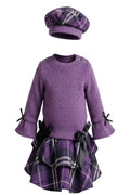 Robe Bébé Fille Violette avec Bonnet Assorti – 3 à 24 mois – Neuf