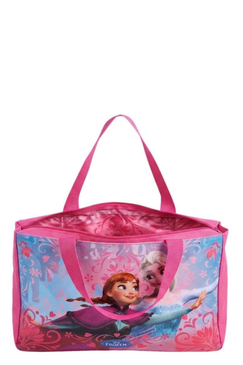 Sac Cabas Fille Reine des Neiges Elsa Anna Rose Fuchsia Face PVC Disney 40x27x11cm Neuf