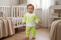 Pyjama 2 Pieces Bebe Fille Vert Anis Blanc Applique Silhouette Souris Noeud Stras 3-9 mois Neuf